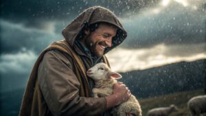 shepherd and sheep